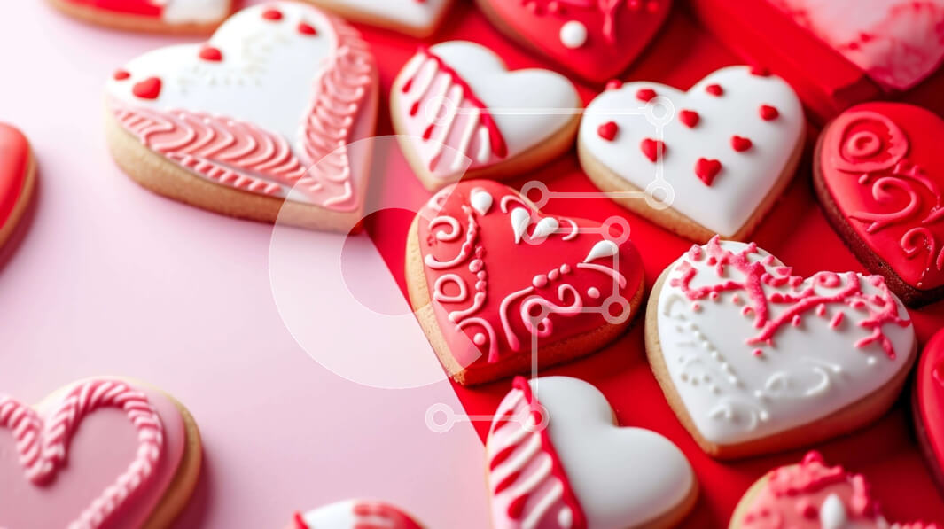 Intra Συλλεκτικό Ξύλινο Παζλ Plywood  4mm - Μπισκότα σε σχήμα καρδιάς σε ροζ φόντο Σε Ξύλινο Κουτί - Διαστάσεις: 10x10 cm – 25 κομμάτια