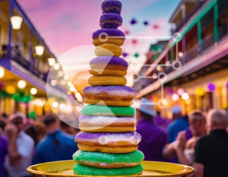 Intra Συλλεκτικό Ξύλινο Παζλ Plywood  4mm - Πολύχρωμη στοίβα ντόνατς - Νόστιμες λιχουδιές για κάθε περίσταση Σε Ξύλινο Κουτί - Διαστάσεις: 10x10 cm – 25 κομμάτια