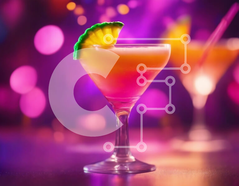 Intra Συλλεκτικό Ξύλινο Παζλ Plywood  4mm - Πολύχρωμα ποτήρια κοκτέιλ με γαρνιτούρα ανανά Σε Ξύλινο Κουτί - Διαστάσεις: 10x10 cm – 25 κομμάτια