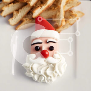 Intra Συλλεκτικό Ξύλινο Παζλ Plywood  4mm - Cheesecake σε σχήμα Άγιου Βασίλη σε λευκό πιάτο Σε Ξύλινο Κουτί - Διαστάσεις: 10x10 cm – 25 κομμάτια