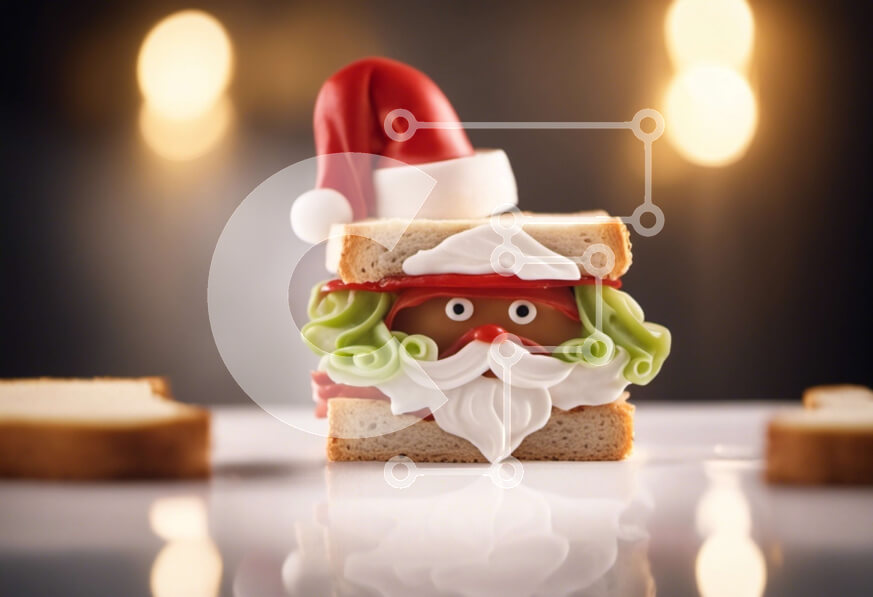 Intra Συλλεκτικό Ξύλινο Παζλ Plywood  4mm - Σάντουιτς προσώπου Άγιου Βασίλη - εορταστικό φαγητό Σε Ξύλινο Κουτί - Διαστάσεις: 10x10 cm – 25 κομμάτια