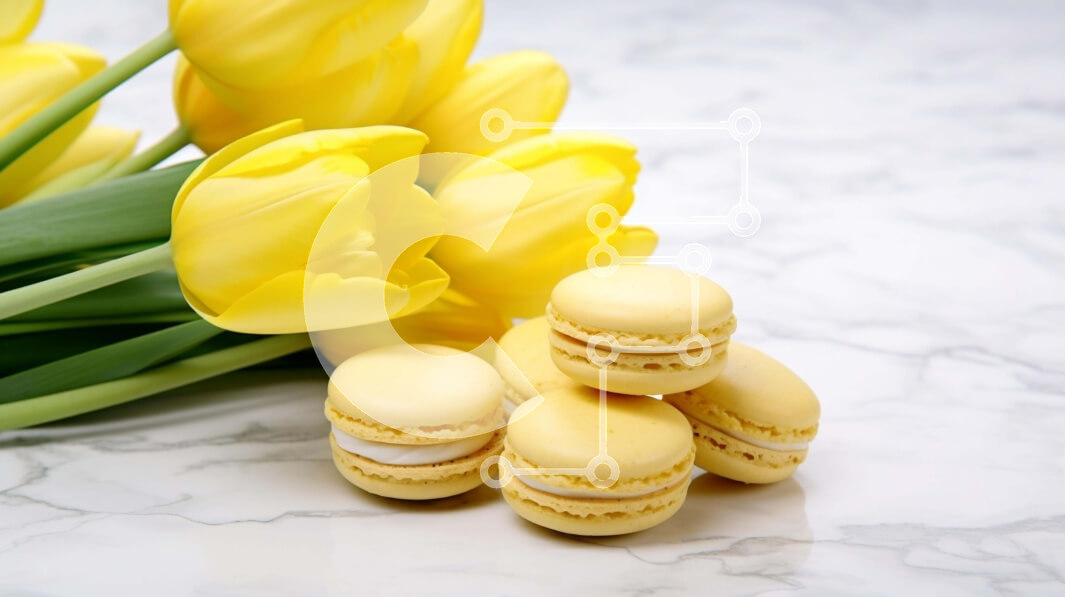 Intra Συλλεκτικό Ξύλινο Παζλ Plywood  4mm - Κίτρινες τουλίπες και αμυγδαλωτά σε ένα μαρμάρινο τραπέζι Σε Ξύλινο Κουτί - Διαστάσεις: 10x10 cm – 25 κομμάτια