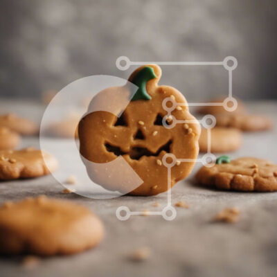 Intra Συλλεκτικό Ξύλινο Παζλ Plywood  4mm - Αποκριάτικο μπισκότο σε σχήμα κολοκύθας σε ένα τραπέζι Σε Ξύλινο Κουτί - Διαστάσεις: 10x10 cm – 25 κομμάτια - Image 1