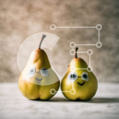 Intra Συλλεκτικό Ξύλινο Παζλ Plywood 4mm - Googly Eyes διακοσμημένα αχλάδια σε λευκό φόντο Σε Ξύλινο Κουτί - Διαστάσεις: 10x10 cm – 25 κομμάτια - Image 1