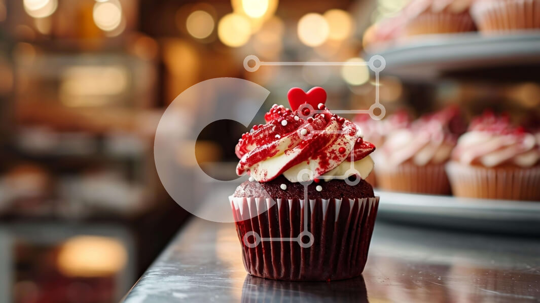 Intra Συλλεκτικό Ξύλινο Παζλ Plywood  4mm - Λαχταριστό Cupcake με κόκκινο παγωμένο και πασπάλισμα σε σχήμα καρδιάς Σε Ξύλινο Κουτί - Διαστάσεις: 10x10 cm – 25 κομμάτια