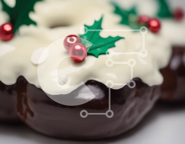 Intra Συλλεκτικό Ξύλινο Παζλ Plywood  4mm - Σοκολατένιο λουκουμάκι διακοπών με φύλλα και μούρα πουρνάρι Σε Ξύλινο Κουτί - Διαστάσεις: 10x10 cm – 25 κομμάτια