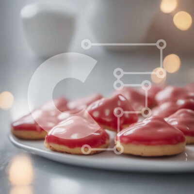 Intra Συλλεκτικό Ξύλινο Παζλ Plywood  4mm - Μπισκότα σε σχήμα καρδιάς με κόκκινο γλάσο σε λευκό πιάτο Σε Ξύλινο Κουτί - Διαστάσεις: 10x10 cm – 25 κομμάτια - Image 1