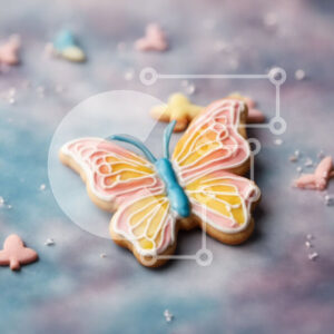 Intra Συλλεκτικό Ξύλινο Παζλ Plywood  4mm - Μπισκότο σε σχήμα πεταλούδας με πολύχρωμο πάγωμα και πασπάλισμα Σε Ξύλινο Κουτί - Διαστάσεις: 10x10 cm – 25 κομμάτια