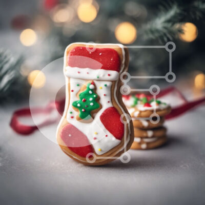 Intra Συλλεκτικό Ξύλινο Παζλ Plywood 4mm - Μπισκότο μελόψωμο με διακοσμημένη κάλτσα διακόσμηση Σε Ξύλινο Κουτί - Διαστάσεις: 10x10 cm – 25 κομμάτια - Image 1