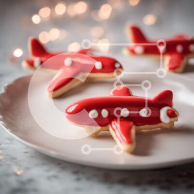 Intra Συλλεκτικό Ξύλινο Παζλ Plywood  4mm - Μπισκότα σε σχήμα αεροπλάνου σε ένα γιορτινό λευκό πιάτο Σε Ξύλινο Κουτί - Διαστάσεις: 10x10 cm – 25 κομμάτια - Image 1