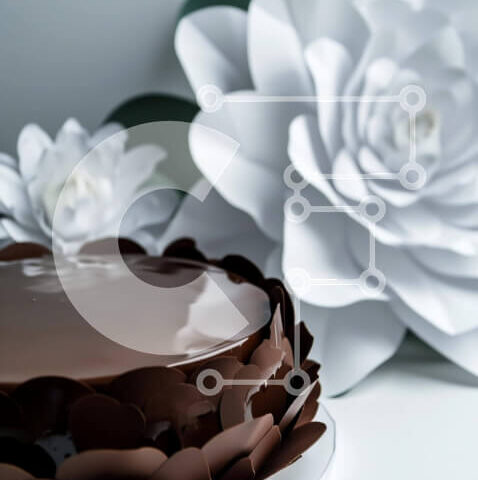 Intra Συλλεκτικό Ξύλινο Παζλ Plywood  4mm - Κέικ σοκολάτας με λευκά λουλούδια Σε Ξύλινο Κουτί - Διαστάσεις: 10x10 cm – 25 κομμάτια - Image 1