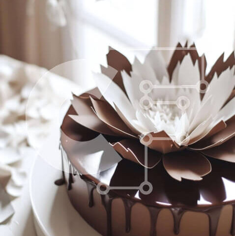 Intra Συλλεκτικό Ξύλινο Παζλ Plywood  4mm - Κέικ σοκολάτας με λουλουδάτη διακόσμηση δίπλα στο παράθυρο Σε Ξύλινο Κουτί - Διαστάσεις: 10x10 cm – 25 κομμάτια - Image 1