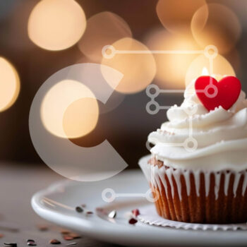 Intra Συλλεκτικό Ξύλινο Παζλ Plywood  4mm - Cupcake του Αγίου Βαλεντίνου με καρδιές και σαντιγί Σε Ξύλινο Κουτί - Διαστάσεις: 10x10 cm – 25 κομμάτια - Image 1