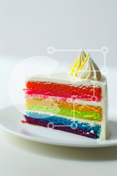 Intra Συλλεκτικό Ξύλινο Παζλ Plywood  4mm - Φέτα κέικ χρώματος ουράνιου τόξου σε λευκό πιάτο Σε Ξύλινο Κουτί - Διαστάσεις: 10x10 cm – 25 κομμάτια