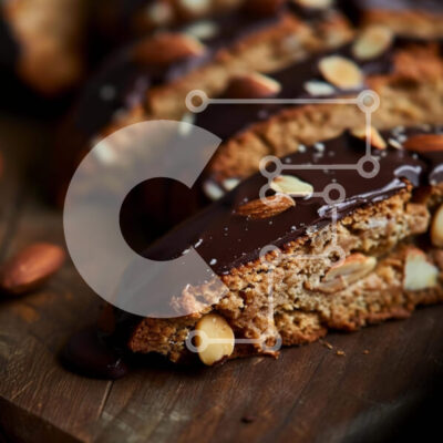 Intra Συλλεκτικό Ξύλινο Παζλ Plywood  4mm - Μπισκότα αμυγδάλου με επικάλυψη σοκολάτας σε ξύλινη σανίδα κοπής Σε Ξύλινο Κουτί - Διαστάσεις: 10x10 cm – 25 κομμάτια - Image 1