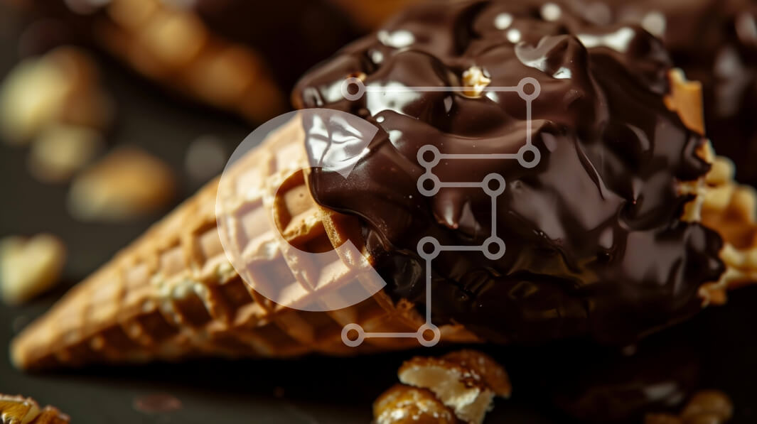 Intra Συλλεκτικό Ξύλινο Παζλ Plywood  4mm - Παγωτό χωνάκι με σοκολάτα και ξηρούς καρπούς Σε Ξύλινο Κουτί - Διαστάσεις: 10x10 cm – 25 κομμάτια