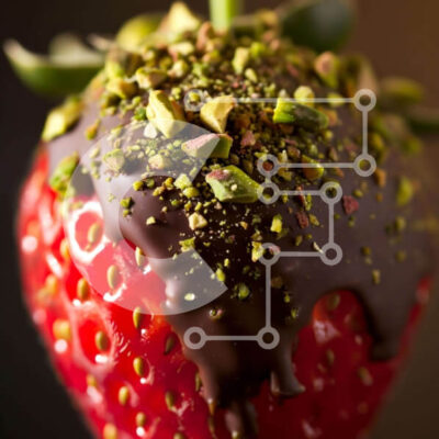 Intra Συλλεκτικό Ξύλινο Παζλ Plywood  4mm - Φράουλα καλυμμένη με σοκολάτα με φιστίκια Αιγίνης και ξηρούς καρπούς Σε Ξύλινο Κουτί - Διαστάσεις: 10x10 cm – 25 κομμάτια - Image 1