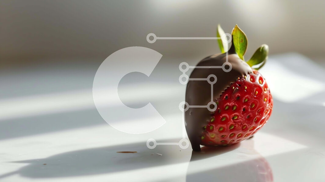 Intra Συλλεκτικό Ξύλινο Παζλ Plywood  4mm - Φράουλα καλυμμένη με σοκολάτα σε λευκή επιφάνεια Σε Ξύλινο Κουτί - Διαστάσεις: 10x10 cm – 25 κομμάτια