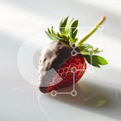 Intra Συλλεκτικό Ξύλινο Παζλ Plywood  4mm - Μονή φράουλα καλυμμένη με σοκολάτα σε λευκή επιφάνεια Σε Ξύλινο Κουτί - Διαστάσεις: 10x10 cm – 25 κομμάτια - Image 1