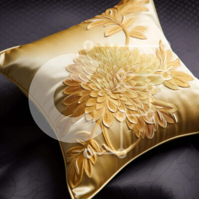 Intra Συλλεκτικό Ξύλινο Παζλ Plywood  4mm - Χρυσό μαξιλάρι με φλοράλ κέντημα σε μαύρο φόντο Σε Ξύλινο Κουτί - Διαστάσεις: 10x10 cm – 25 κομμάτια - Image 1