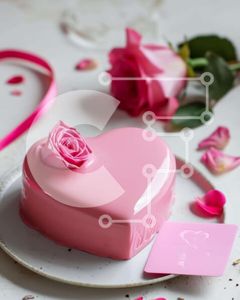 Intra Συλλεκτικό Ξύλινο Παζλ Plywood  4mm - Τούρτα σε σχήμα καρδιάς που περιβάλλεται από λουλούδια και συναισθηματική αξία Σε Ξύλινο Κουτί - Διαστάσεις: 10x10 cm – 25 κομμάτια