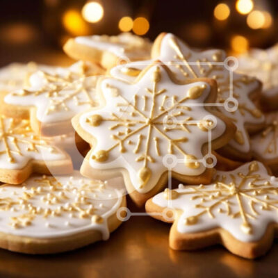 Intra Συλλεκτικό Ξύλινο Παζλ Plywood 4mm - Γιορτινά μπισκότα με νιφάδες χιονιού και παγωνιά Σε Ξύλινο Κουτί - Διαστάσεις: 10x10 cm – 25 κομμάτια - Image 1