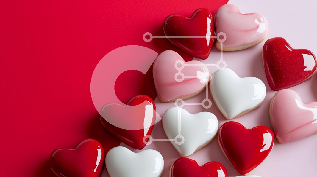 Intra Συλλεκτικό Ξύλινο Παζλ Plywood  4mm - Μπισκότα σε σχήμα καρδιάς σε ροζ και κόκκινο φόντο Σε Ξύλινο Κουτί - Διαστάσεις: 10x10 cm – 25 κομμάτια