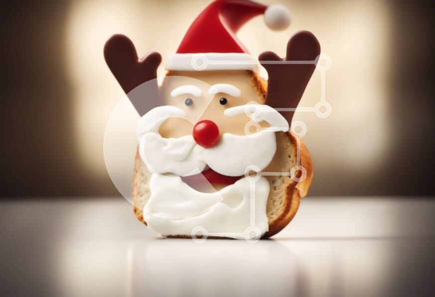 Intra Συλλεκτικό Ξύλινο Παζλ Plywood  4mm - Σάντουιτς Άγιου Βασίλη με Κέρατα ταράνδου Σε Ξύλινο Κουτί - Διαστάσεις: 10x10 cm – 25 κομμάτια