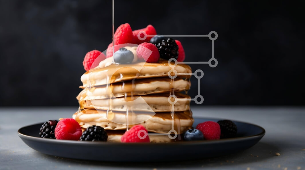 Intra Συλλεκτικό Ξύλινο Παζλ Plywood  4mm - Τηγανίτες με μούρα και σιρόπι Σε Ξύλινο Κουτί - Διαστάσεις: 10x10 cm – 25 κομμάτια