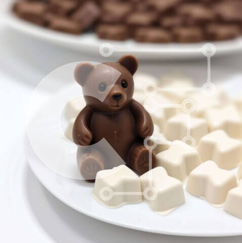 Intra Συλλεκτικό Ξύλινο Παζλ Plywood  4mm - Ποικιλία σοκολάτες και γλυκά σε λευκό πιάτο Σε Ξύλινο Κουτί - Διαστάσεις: 10x10 cm – 25 κομμάτια - Image 1