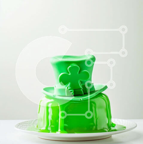 Intra Συλλεκτικό Ξύλινο Παζλ Plywood 4mm - Ιρλανδικής έμπνευσης Leprechaun Hat Cake με πράσινο γλάσο Σε Ξύλινο Κουτί - Διαστάσεις: 10x10 cm – 25 κομμάτια - Image 1