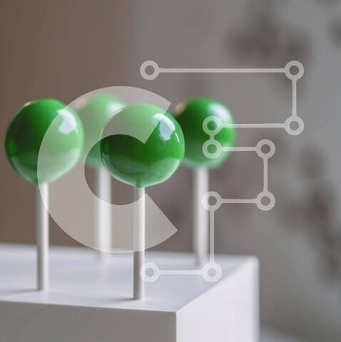 Intra Συλλεκτικό Ξύλινο Παζλ Plywood 4mm - Πέντε πράσινο κέικ σκάει σε λευκό βάθρο Σε Ξύλινο Κουτί - Διαστάσεις: 10x10 cm – 25 κομμάτια - Image 1