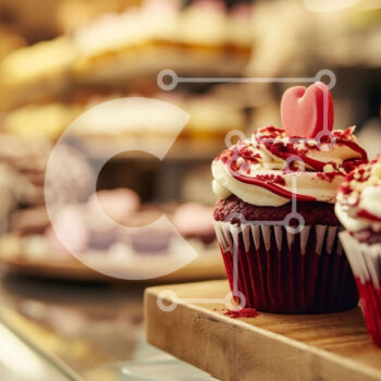 Intra Συλλεκτικό Ξύλινο Παζλ Plywood  4mm - Red Frosted Cupcakes με διακοσμητικά σε σχήμα καρδιάς Σε Ξύλινο Κουτί - Διαστάσεις: 10x10 cm – 25 κομμάτια - Image 1