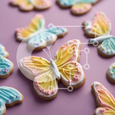 Intra Συλλεκτικό Ξύλινο Παζλ Plywood 4mm - Πολύχρωμα μπισκότα διακοσμημένα με πεταλούδες Σε Ξύλινο Κουτί - Διαστάσεις: 10x10 cm – 25 κομμάτια - Image 1