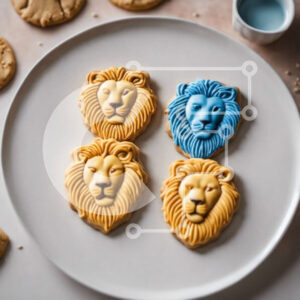 Intra Συλλεκτικό Ξύλινο Παζλ Plywood  4mm - Μπισκότα σε σχήμα λιονταριού σε λευκό πιάτο Σε Ξύλινο Κουτί - Διαστάσεις: 10x10 cm – 25 κομμάτια