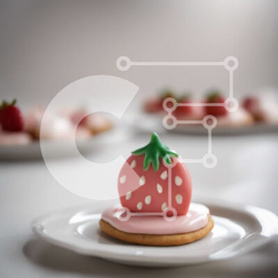 Intra Συλλεκτικό Ξύλινο Παζλ Plywood 4mm - Μπισκότο σε σχήμα φράουλας σε λευκά πιάτα Σε Ξύλινο Κουτί - Διαστάσεις: 10x10 cm – 25 κομμάτια - Image 1