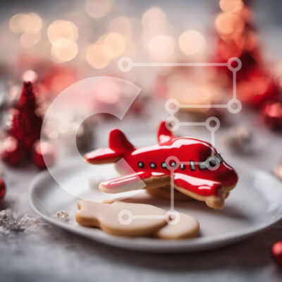 Intra Συλλεκτικό Ξύλινο Παζλ Plywood  4mm - Κόκκινο μπισκότο αεροπλάνου στο άσπρο πιάτο Σε Ξύλινο Κουτί - Διαστάσεις: 10x10 cm – 25 κομμάτια - Image 1