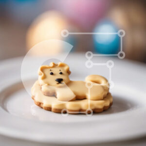 Intra Συλλεκτικό Ξύλινο Παζλ Plywood  4mm - Μπισκότο σε σχήμα λιονταριού σε λευκό πιάτο Σε Ξύλινο Κουτί - Διαστάσεις: 10x10 cm – 25 κομμάτια