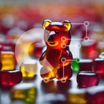 Intra Συλλεκτικό Ξύλινο Παζλ Plywood  4mm - Πολύχρωμα ζελέ φασόλια με ένα Gummy Bear Σε Ξύλινο Κουτί - Διαστάσεις: 10x10 cm – 25 κομμάτια - Image 1