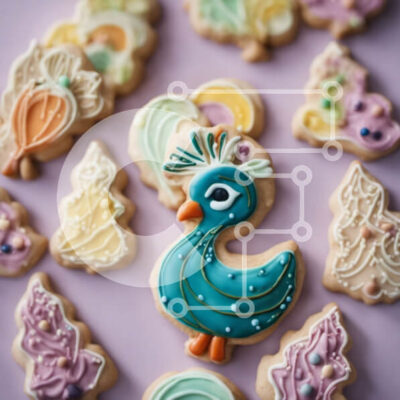 Intra Συλλεκτικό Ξύλινο Παζλ Plywood 4mm - Πολύχρωμα διακοσμημένα μπισκότα με σχέδια παγωνιού Σε Ξύλινο Κουτί - Διαστάσεις: 10x10 cm – 25 κομμάτια - Image 1