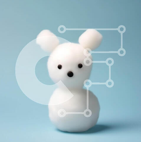 Intra Συλλεκτικό Ξύλινο Παζλ Plywood 4mm - Λευκό λαγουδάκι από βαμβακερές μπάλες σε μπλε φόντο Σε Ξύλινο Κουτί - Διαστάσεις: 10x10 cm – 25 κομμάτια - Image 1