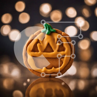 Intra Συλλεκτικό Ξύλινο Παζλ Plywood 4mm - Μπισκότο σε σχήμα κολοκύθας με πράσινο πάγωμα σε φόντο Bokeh Σε Ξύλινο Κουτί - Διαστάσεις: 10x10 cm – 25 κομμάτια - Image 1