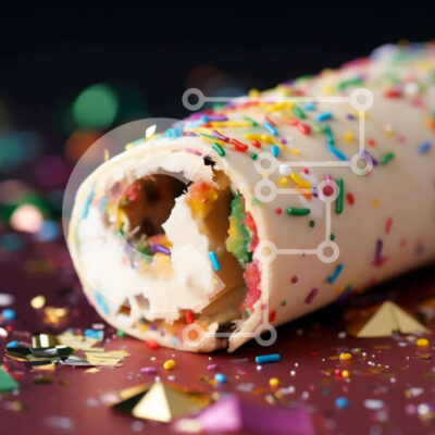 Intra Συλλεκτικό Ξύλινο Παζλ Plywood  4mm - Νόστιμη φέτα κέικ με πολύχρωμα πασπαλίσματα και κομφετί Σε Ξύλινο Κουτί - Διαστάσεις: 10x10 cm – 25 κομμάτια - Image 1