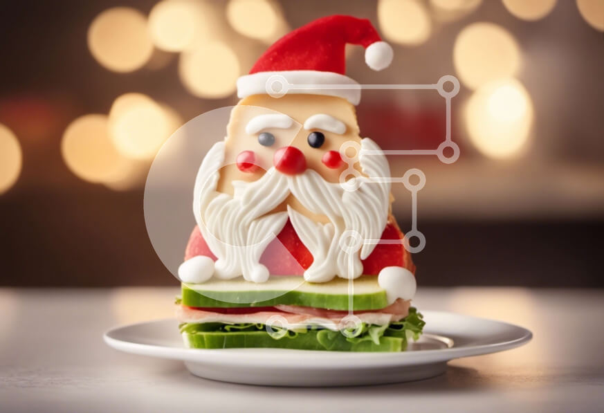 Intra Συλλεκτικό Ξύλινο Παζλ Plywood  4mm - Σάντουιτς Άγιου Βασίλη με μαρούλι, αγγούρι και μαγιονέζα Σε Ξύλινο Κουτί - Διαστάσεις: 10x10 cm – 25 κομμάτια