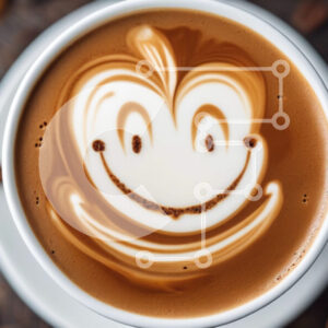 Intra Συλλεκτικό Ξύλινο Παζλ Plywood  4mm - Φλιτζάνι καφέ Smiley Face με κόκκους καφέ Σε Ξύλινο Κουτί - Διαστάσεις: 10x10 cm – 25 κομμάτια - Image 1