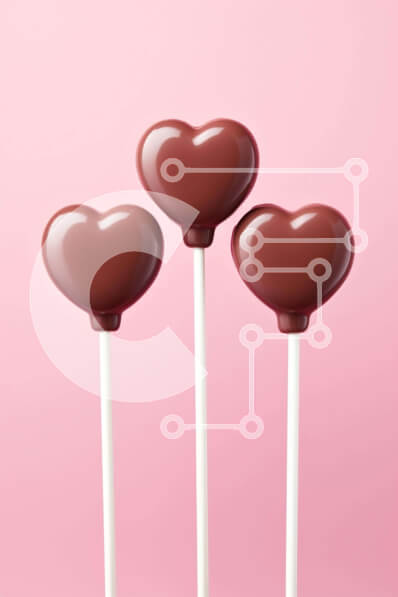 Intra Συλλεκτικό Ξύλινο Παζλ Plywood  4mm - Σοκολατένια γλειφιτζούρια σε σχήμα καρδιάς σε ροζ φόντο Σε Ξύλινο Κουτί - Διαστάσεις: 10x10 cm – 25 κομμάτια