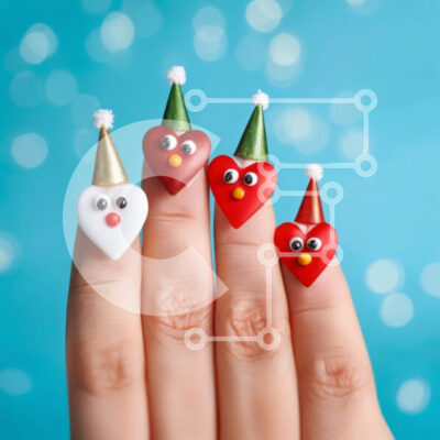 Intra Συλλεκτικό Ξύλινο Παζλ Plywood 4mm - Χέρι με νύχια διακοσμημένα με κόκκινη καρδιά και καπέλα για πάρτι Σε Ξύλινο Κουτί - Διαστάσεις: 10x10 cm – 25 κομμάτια - Image 1