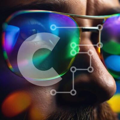 Intra Συλλεκτικό Ξύλινο Παζλ Plywood  4mm - Κοντινό πλάνο ενός άνδρα που φορά πολύχρωμα γυαλιά ηλίου Σε Ξύλινο Κουτί - Διαστάσεις: 10x10 cm – 25 κομμάτια - Image 1