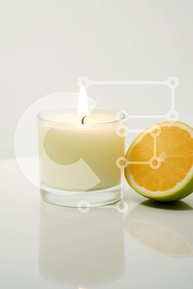 Intra Συλλεκτικό Ξύλινο Παζλ Plywood  4mm - Φωτογραφία με κεριά και πορτοκάλι νεκρή φύση Σε Ξύλινο Κουτί - Διαστάσεις: 10x10 cm – 25 κομμάτια