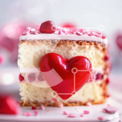 Intra Συλλεκτικό Ξύλινο Παζλ Plywood  4mm - Φέτα κέικ με διακόσμηση σε σχήμα καρδιάς Σε Ξύλινο Κουτί - Διαστάσεις: 10x10 cm – 25 κομμάτια - Image 1